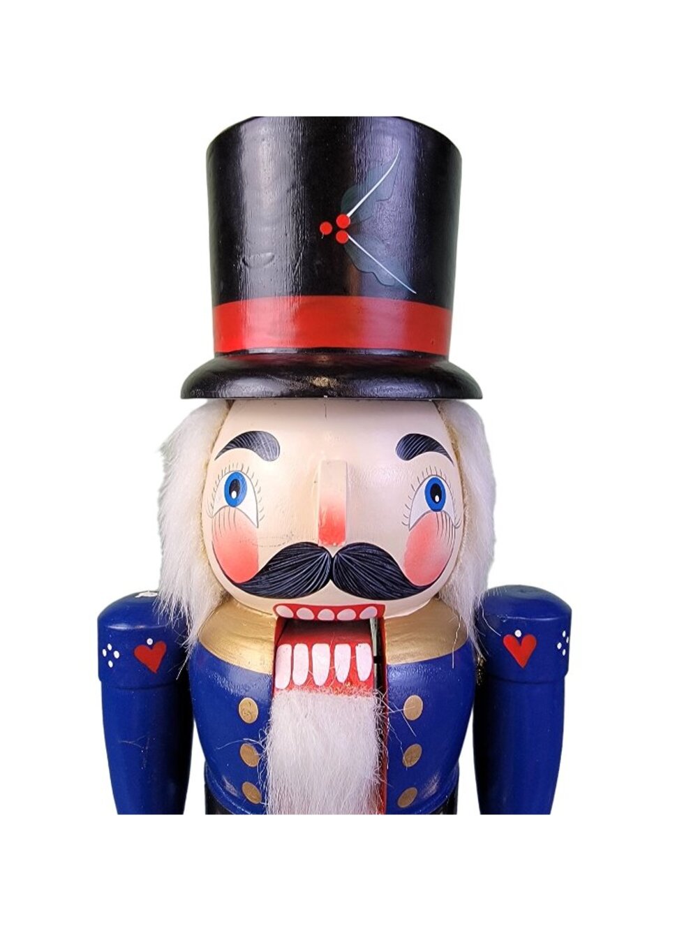 Vintage 90s 14 Inch Patriotic Nutcracker Wood Christmas Tree Home Decor Red Blue
